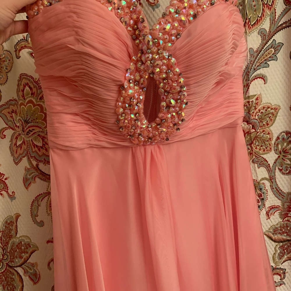 Pink Sherri Hill strapless gown